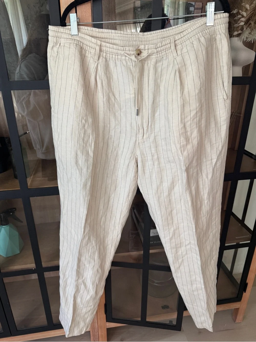 Ralph Lauren Polo Prepster Slim Tapered Fit Pants pinstriped linen lyocellcotton